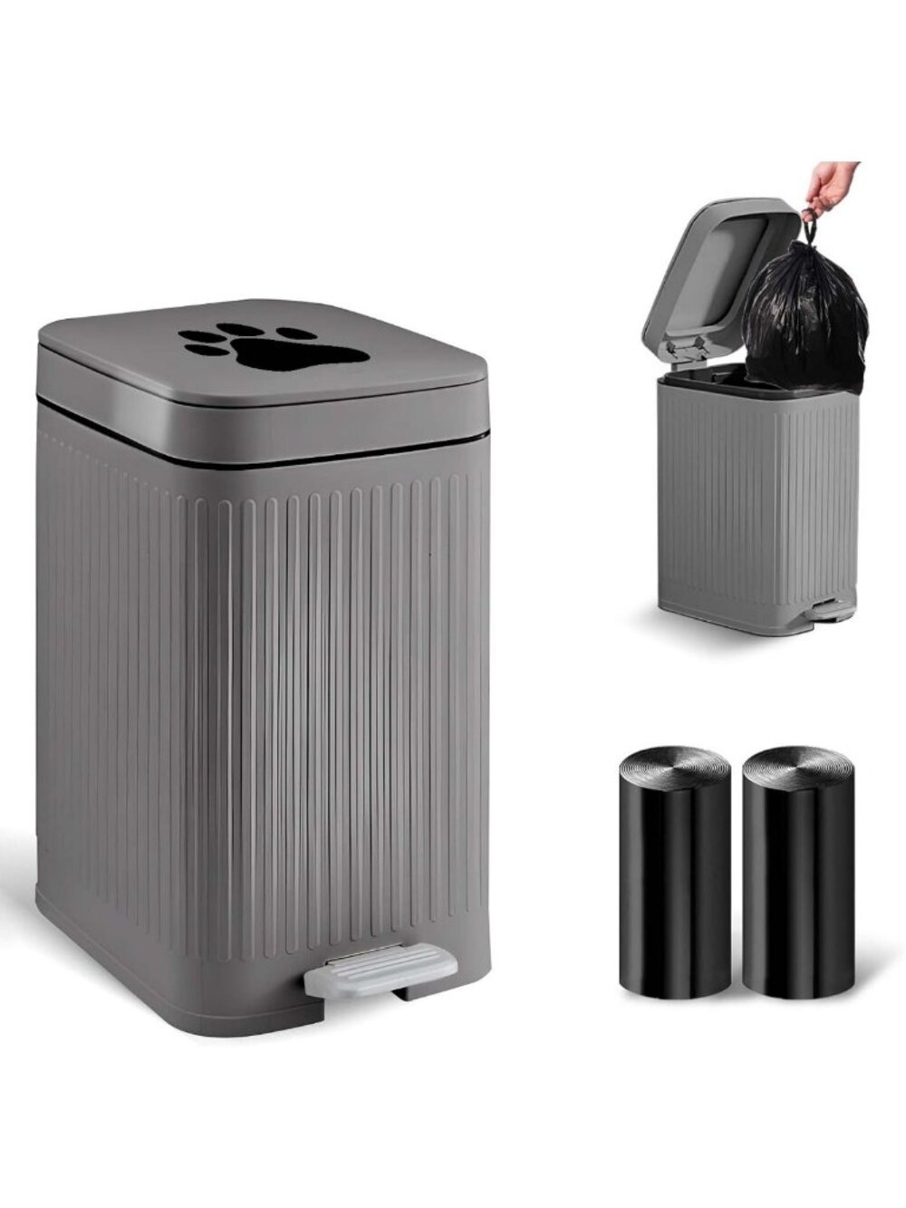 Outdoor Dog Poop Trash Can - 5L Small Waste Bin with Lid for Yard Cleanup